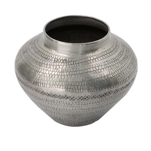 Vase en métal, décoration verticale, style classique, ensemble de 2 vases, design moderne, aluminium nickelé, vase à fleurs artisanal - Product Image 6