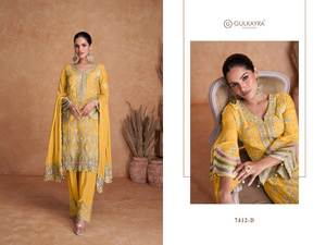 Salwar Kameez pakistaní listo para usar, de piel y seda jacquard, para fiestas formales de invierno, para mujeres, estilo desi y saludable, nueva moda, colorido. - Product Image 5