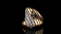 Hochglanzpolierter 14K Massivgold Rhodium-Plattierter Damenring mit Breitem Band und Brillantschliff Laborgezüchteten Diamanten |   IGI-Zertifiziert für Tägliche Anlässe