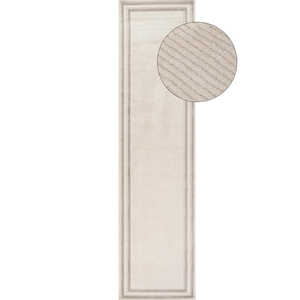 Tapis de couloir à bordure crème-gris Carmel, série 6060 - Product Image 1
