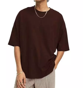 2026 Men's 100% Cotton Oversized T-Shirt Breathable Solid Color Short Sleeve Crew Neck Baggy Casual Streetwear Tee Custom Logo - Product Image 3
