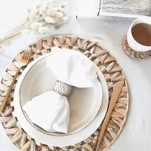 Placa de cargador de ratán tejida a mano a buen precio/mantel tejido para mesa, comedor o decoración de boda, artesanía DHT - Product Image 2