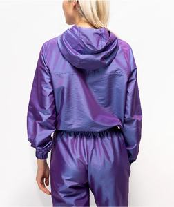 Chaqueta cortavientos de invierno personalizada y a la moda para hombre, con capucha y media cremallera, tejida, holgada, para correr, otoño, con logotipo impreso personalizado de talla grande - Product Image 2