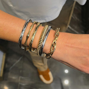 สร้อยข้อมือถักสีทอง18K สำหรับผู้หญิงสีทองล้วนดีไซน์แบบลิ้งค์ขัดเงาหรูหราหรูหราของขวัญ - Product Image 3