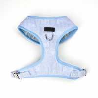 Set Harness dan Tali Anjing Bahan Corduroy Biru Muda, Dapat Disesuaikan, Dilengkapi Tali Leher dan Tempat Kantong Sampah