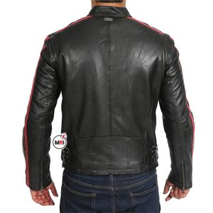 Nueva chaqueta acolchada de bombardero de piel de oveja auténtica para hombre, chaqueta multicolor de cuero PU para motocicleta, talla XS, venta al por mayor - Product Image 3
