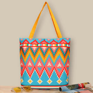 Vibrant Art Printed Cotton Canvas Fabric Tote <b>Bags</b> With Zipper Closure Best Art <b>Work</b> Print On <b>Bag</b> Something Unique Pattern <b>Bags</b> - Product Image 1
