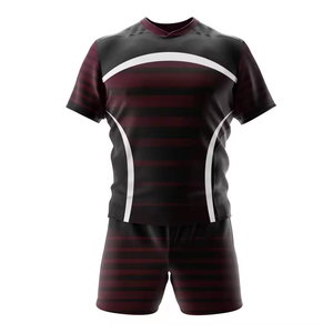 Tenue de rugby professionnelle de haute qualité, sur mesure, à manches courtes et à bas prix, à impression par sublimation, ensemble d'uniformes de football - Product Image 1