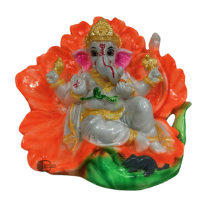 Estatua de Ganesh Ji de Poliresina, Modelo Hecho a Mano, Pintado a Mano, Decoración Religiosa Tradicional, Pooja, Boda, Hogar, Estilo Indio - Product Image 1