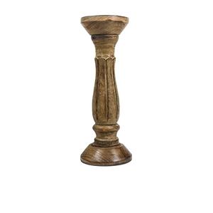 <b>wooden</b> candle holder rustic farmhouse decor hand carved pedestal <b>candlestick</b> natural wood finish home table centerpiece accent - Product Image 5