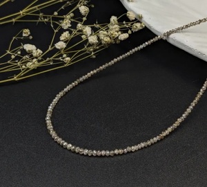 Collar de Plata de Ley 925 con Cuentas Facetadas de Diamante Natural Color Champán, Joyería de Lujo Hecha a Mano, Regalo para Ella - Product Image 5
