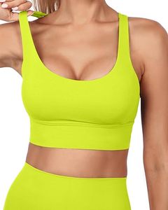 Soutien-gorge de sport pour femme, dernière conception, séchage rapide, respirant, confortable, maintien moyen, col en U, Spandex/Nylon, style épuré - Product Image 1