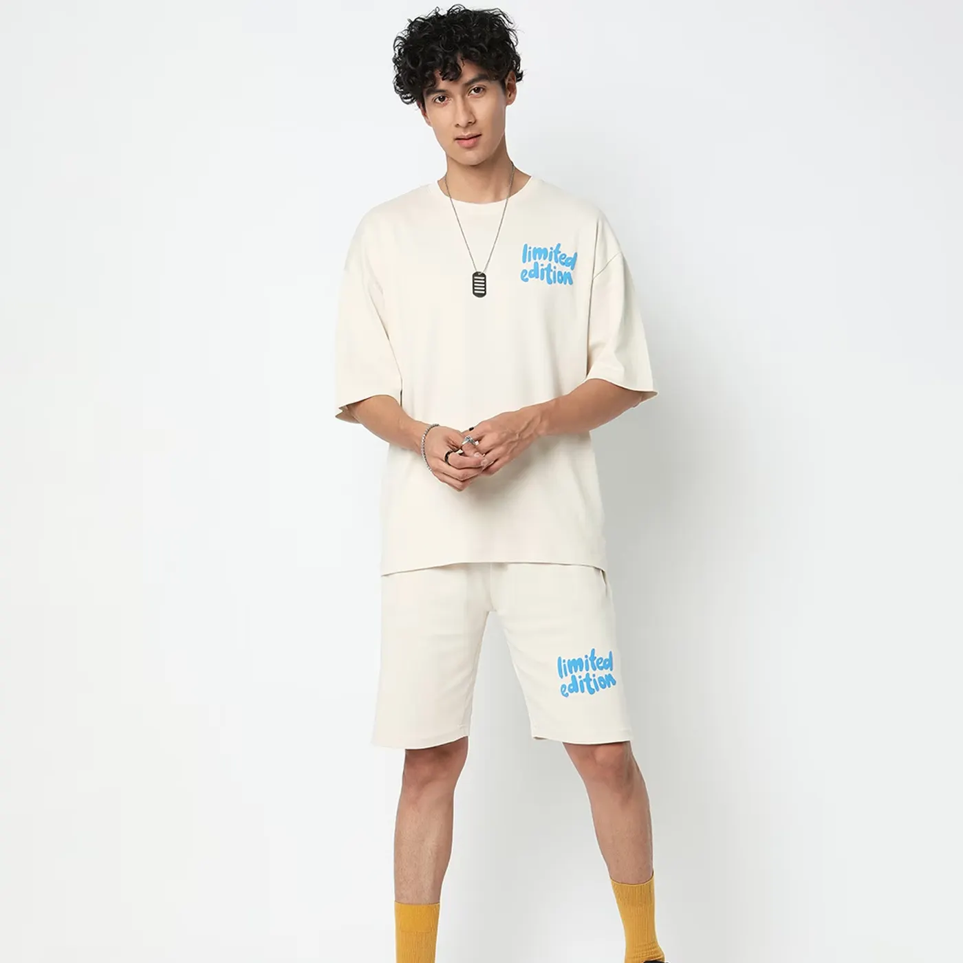 Conjunto de shorts masculinos de algodão casual, camiseta de manga curta com estampa de sopro, conjunto de 2 peças de roupas de marca sólida, verão 2024, 2024