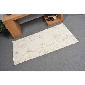 Alfombra de lana turca Beige Vintage de 2,2x4,1 pies, hecha a mano, clásica, área grande, Patchwork, rectángulo abstracto, látex para pasillo, alfombra para habitación - Product Image 2