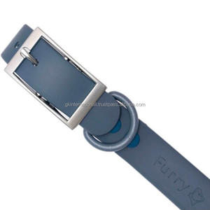 Collar de perro de cuero auténtico impermeable de doble capa superfuerte en todos los tamaños personalizados collar de Mascota de cuero con acabado Gris de larga duración - Product Image 1