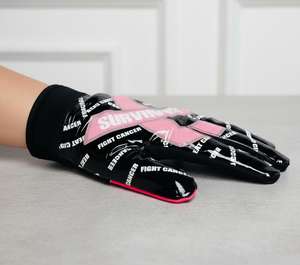 Gants de football américain personnalisés en cuir synthétique rose avec revêtement en silicone antidérapant pour la vente en gros - Product Image 4