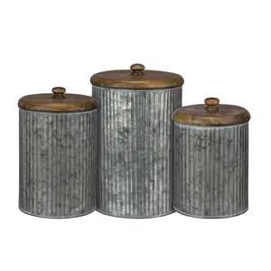 Supplier Of Galvanized Canister With Wooden Lid Excellent Quality handmade Container Superior Quality Fancy Metal Storage Box