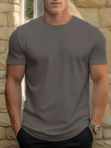 <b>T</b>-<b>shirt</b> <b>Men's</b> 100% Cotton Solid Color Summer Round <b>Neck</b> Oversized Tee Casual Breathable <b>High</b> Quality Short Sleeve Top <b>for</b> <b>Men</b> - Product Image 2