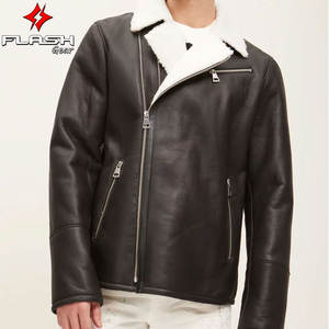 แจ็คเก็ตหนังบุขนแกะสไตล์ไฮสตรีท สีดำ กันลม ระบายอากาศได้ดี ปรับแต่งได้ เสื้อคลุมกันหนาว ทันสมัย สำหรับผู้ชาย - Product Image 5