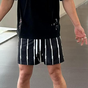 Pantalones cortos informales de verano para correr para hombre, pantalones deportivos de gimnasio con cordón de patrón de onda de Color sólido, transpirables y de talla grande, secado rápido - Product Image 6