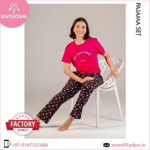 Muy conveniente 100% algodón señoras vestido de noche ropa de dormir media manga 2 piezas pijama conjunto para mujeres a un precio confiable - Product Image 3