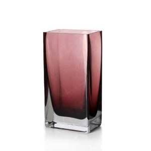 Elegante <span class=keywords><strong>Vaso</strong></span> Rettangolare <span class=keywords><strong>in</strong></span> Vetro Marrone Fumé e Bordeaux, Contenitore per <span class=keywords><strong>Fiori</strong></span> per Arredamento Moderno del Soggiorno - Product Image 1