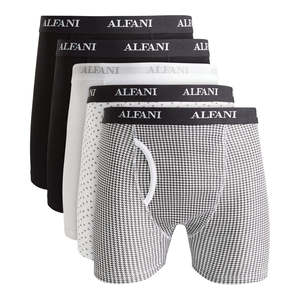 Alfani Boxer da Uomo, Confezione da 5, Traspiranti, Vita Media, Stile Classico, Neri, Taglie XXL XL, Invernali, in Nylon Lavorato a Maglia - Product Image 1