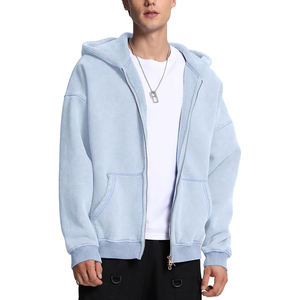 เสื้อฮู้ดแบบมีซิปสำหรับผู้ชายเสื้อผ้าแนวสตรีทโอเวอร์ไซส์ผ้าคอตตอนพิมพ์ลายสกรีน100% สำหรับฤดูหนาว - Product Image 3