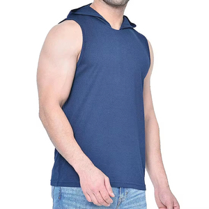 Pull sans manches à capuche pour homme en tissu éponge 100 % coton, coupe décontractée avec poches, idéal pour l'hiver - Product Image 1
