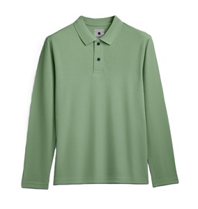 เสื้อโปโลแขนยาวสำหรับผู้ชายคอเสื้อสองชั้นสำหรับเนื้อผ้าระบายอากาศได้แบบกึ่งทางการและลำลองสำหรับผู้ชาย - Product Image 2