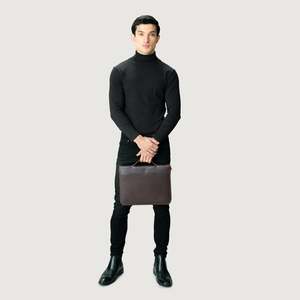 For Eclectic Vintage Brown Leather Folio Organizer Protective Feature - Product Image 2