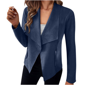 Chaqueta de motorista de cuero genuino para mujer personalizada de fábrica OEM, ropa de abrigo de invierno de piel de vaca ajustada con envío rápido - Product Image 5