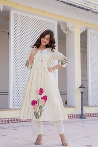 New Arrival High Quality Rayon & Cotton <b>Kurta</b> Set for <b>Women</b> Handcrafted Ethnic Dress for Weddings and Diwali Stretchable - Product Image 3