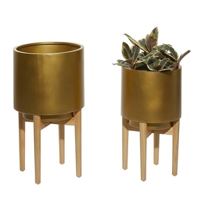 Maceta de metal pulido de oro personalizada con soporte de oro Exportador Decoración de hogar y jardín Maceta de metal de hierro recién llegada disponible - Product Image 1