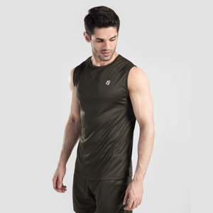 Camisetas sin mangas de poliéster de secado rápido Olive Bounce para hombre - Product Image 3