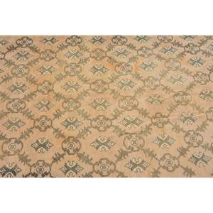 Alfombra Vintage turca de área grande, 4,5x7,5 pies, marrón, Beige, diseño de retazos, Material de lana, respaldo de látex, Tabriz para habitación de adolescentes - Product Image 5