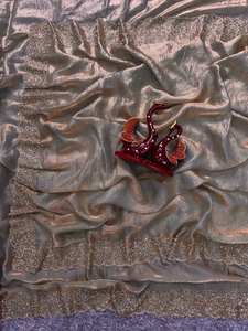 Sari de trabajo de diamante de Jarkhan de seda perfecto para mujer con blusa sin costuras saris indios para fiesta, boda y fiesta - Product Image 5