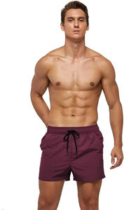 Short d'été décontracté grande taille pour homme Noir Gris Culotte en nylon spandex avec maille élastique Short de survêtement à motif solide - Product Image 3