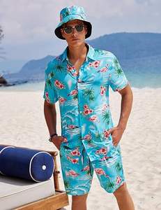 Conjuntos Deportivos Casuales de Verano para Hombre, Transpirables, Hawaianos, Camisetas Polo con Cierre de Cremallera y Pantalones Cortos, Conjuntos de Cintura Media - Product Image 3