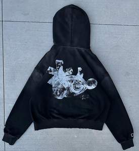 Sudaderas con capucha térmicas de cuerdas negras Vintage lavadas con estampado personalizado para hombre barato liso de alta calidad 100% sudaderas con capucha de algodón Boxy Crop - Product Image 2