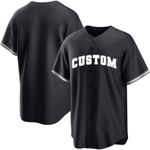 Jersey de béisbol con cuello en V y botones de dos colores a rayas de poliéster sublimado personalizado jerséis de béisbol de hip hop personalizados - Product Image 2