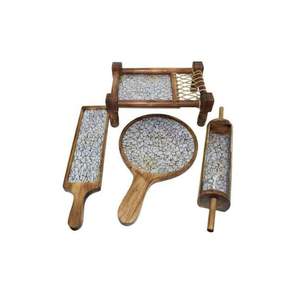 Bandeja de Khatiya de madera hecha a mano, bandeja de servicio Charpai rústica para el hogar, cocina y restaurante, Khatiya de madera india tradicional - Product Image 5