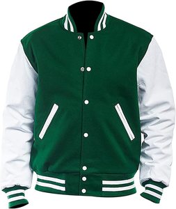 2024 personnalisé haute qualité laine Polyester Bomber veste col montant saison d'hiver Letterman université mince élégant haute rue - Product Image 1