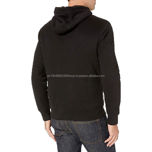 Sweat à capuche en polaire noir lourd 2024, à séchage rapide, à manches longues, sweat à capuche uni pour homme, pour l'hiver, OEM personnalisé - Product Image 3