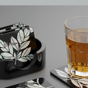 ชุดถาดรองแก้วมุกสีดำและสีขาวมีสไตล์สำหรับตกแต่งบ้านที่ทันสมัย - Product Image 2