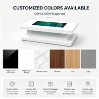 Table basse intelligente de luxe moderne avec foyer électrique, charge sans fil et haut-parleur Bluetooth