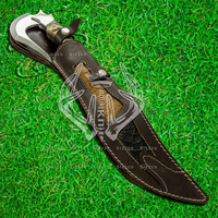 Couteau Bowie à pointe clip, fabrication artisanale OEM, qualité industrielle SIZZCO, pour la survie, le camping et la chasse, lame en acier D2, manche en corne de bœuf.
