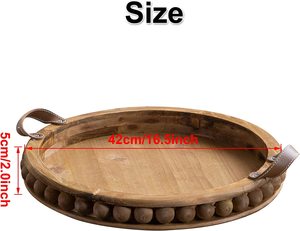 Bandeja de madera para servir con forma ovalada, 2 uds., superventas, con bolas de madera, bandeja redonda de madera dividida para servir aperitivos con compartimento - Product Image 3