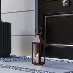 Faroles Portavelas de Metal de Alta Calidad en Estilo Antiguo de Cobre con Vidrio Transparente Templado para Decoración de Exteriores - Product Image 2