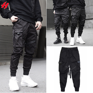 Cyberpunk streetwear กางเกงผู้ชาย, กางเกงฮาราจูกุกางเกงขายาวหลายกระเป๋ากางเกงนินจาทรงฮิปฮอปสีดำ - Product Image 3